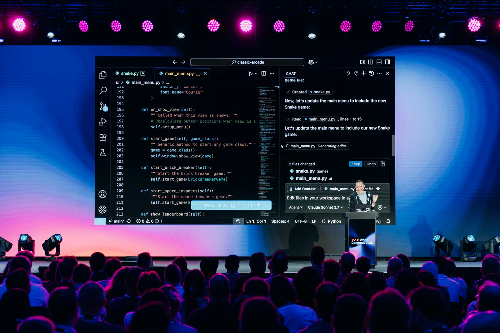 Speaker on stage at WeAreDevelopers World Congress